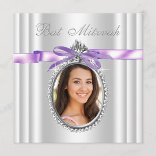 Lavender Purple Photo Bat Mitzvah Invitation