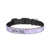 Lavender Purple Plaid Custom Name Dog Collar