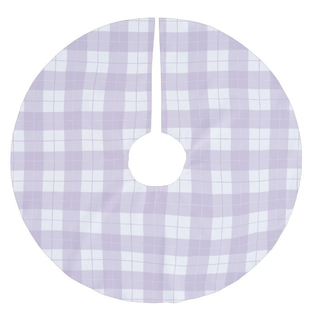 Lavender Purple Plaid Pattern Brushed Polyester Tree Skirt (Front)