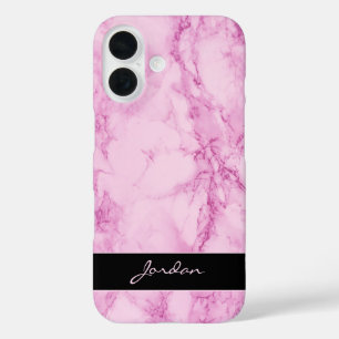Lavender Purple Polished Marble Stone with Name iPhone 16 Case