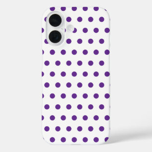 Lavender Purple Polka Dot Pattern White iPhone 16 Case