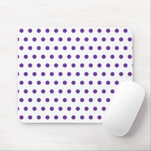 Lavender Purple Polka Dot Pattern White Mouse Pad