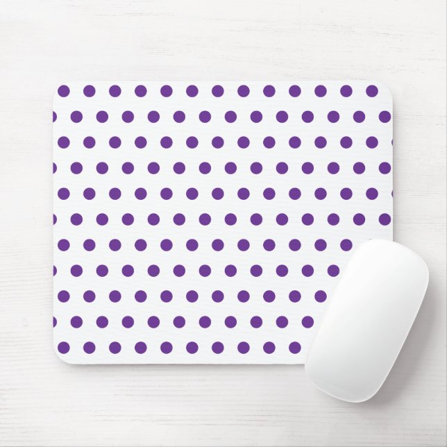 Lavender Purple Polka Dot Pattern White Mouse Pad (With Mouse)