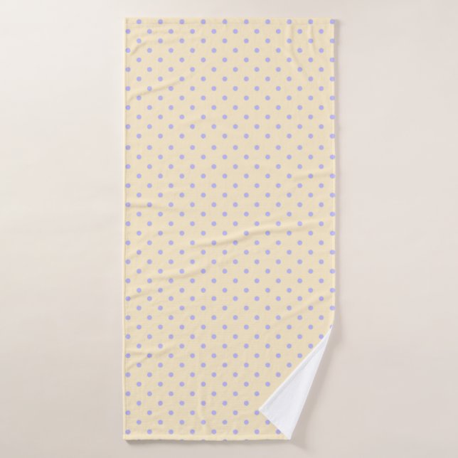 Lavender purple polka dots and yellow  bath towel (Bath Towel)