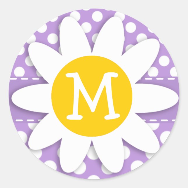 Lavender Purple Polka Dots Classic Round Sticker (Front)