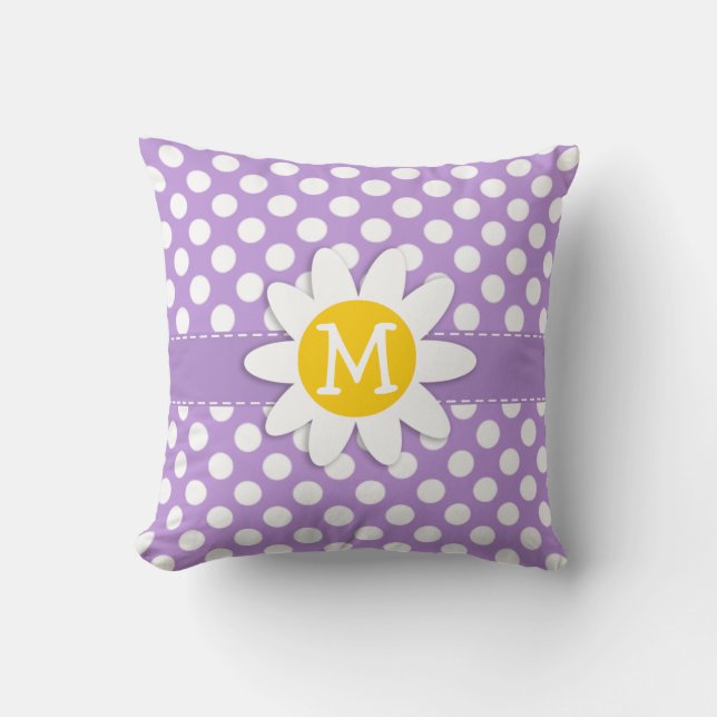 Lavender Purple Polka Dots Cushion (Front)