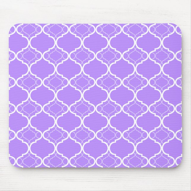 Lavender Purple Quatrefoil Geometric Pattern Mouse Pad (Front)