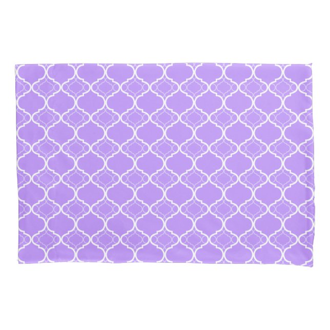 Lavender Purple Quatrefoil Geometric Pattern Pillowcase (Front)