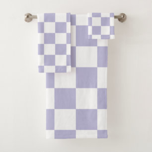 Lavender Purple Retro Check Bath Towel Set