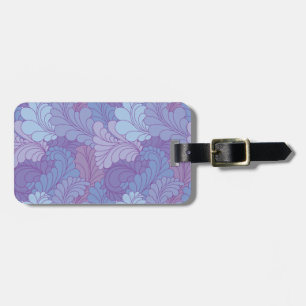 Lavender Purple Retro Floral Paisley Feathers Luggage Tag