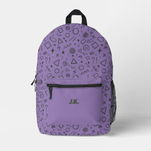 lavender purple retro pattern printed backpack