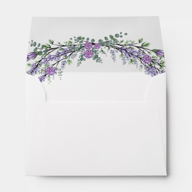 Lavender Purple Rose and Eucalyptus Envelope (Back (Bottom))