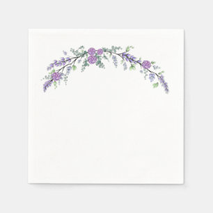 Lavender Purple Rose and Eucalyptus Napkin