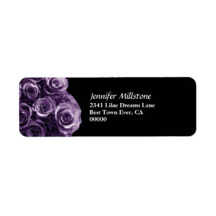 Lavender Purple Rose Bouquet Wedding Return Address Label