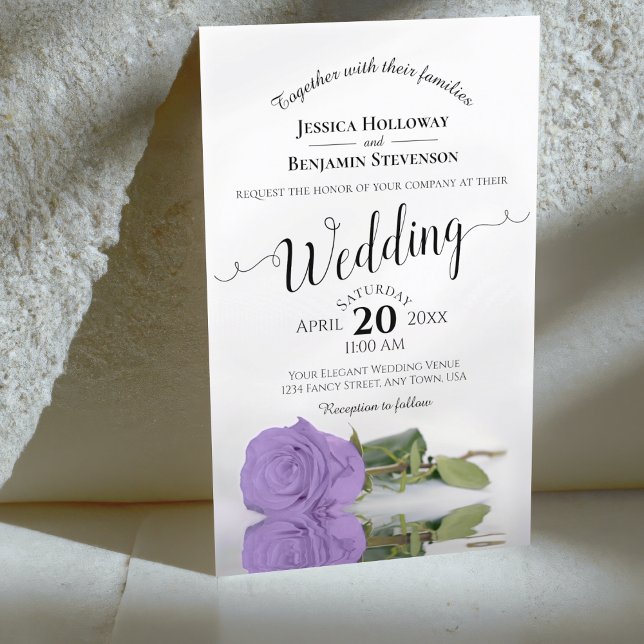 Lavender Purple Rose BUDGET Wedding Invitation (Creator Uploaded)