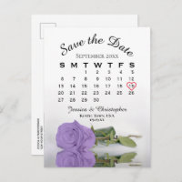 Lavender Purple Rose Calendar Save the Date