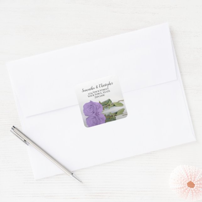Lavender Purple Rose Return Address Envelope Seal (Envelope)