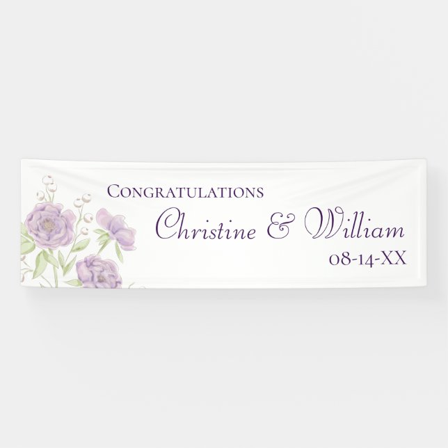 Lavender Purple Rose Wedding Banner (Horizontal)