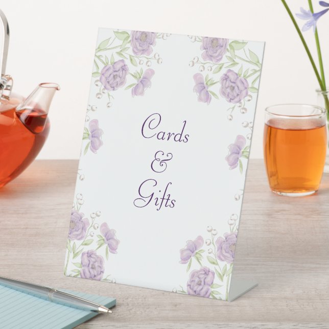 Lavender Purple Rose Wedding Cards Gift Sign (In SItu)