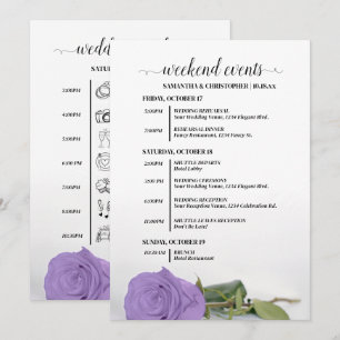Lavender Purple Rose Wedding Events & Timeline Program