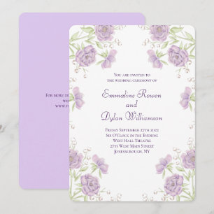 Lavender Purple Rose Wedding Invitation