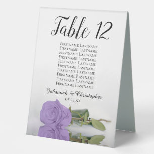 Lavender Purple Rose Wedding Number Seating Chart