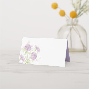 Lavender Purple Rose Wedding Place Card