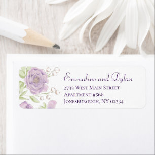 Lavender Purple Rose Wedding Return Address Labels