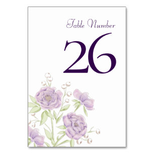 Lavender Purple Rose Wedding Table Number