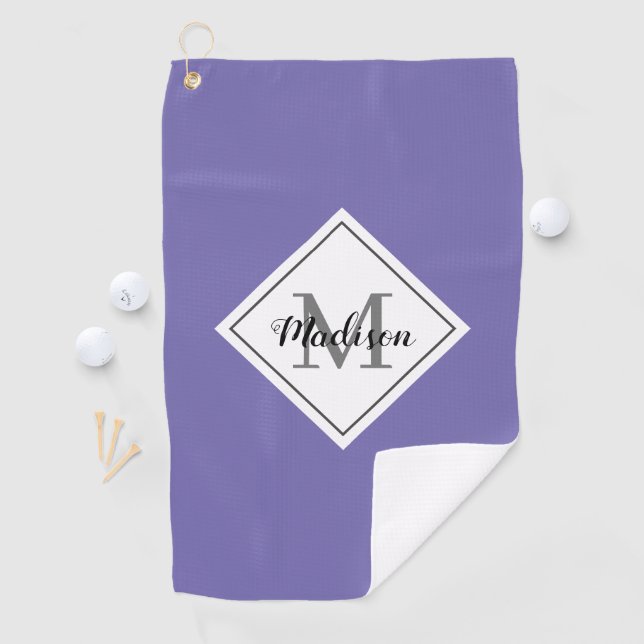 Lavender Purple Script Personalised Monogram Golf Towel (InSitu)