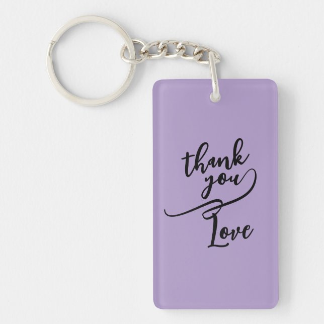 Lavender Purple Script Thank You Gift Keychain (Front)