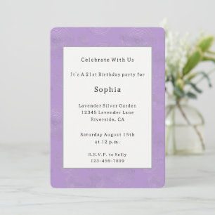 Lavender Purple Silver Circles Birthday Invitation