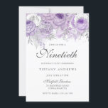 Lavender Purple Silver Flower 90th Birthday Party Invitation<br><div class="desc">Lavender Purple Silver Flower 90th Birthday Party  Invite

See matching collection in Niche and Nest Store</div>