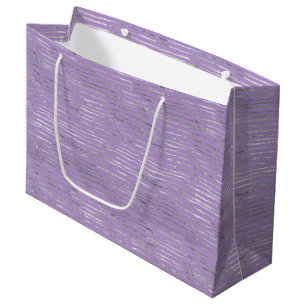 Lavender Purple Silver Stripes Birthday Large Gift Bag