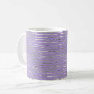Lavender Purple Silver Stripes Coffee Mug