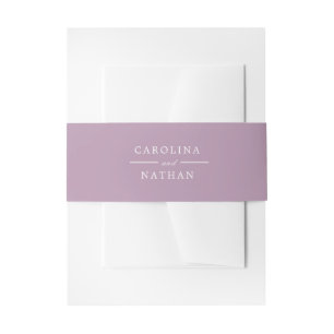 Lavender Purple Simple Elegant Wedding Names Invitation Belly Band