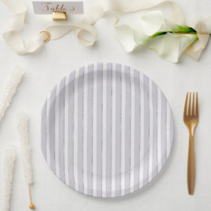 Lavender Purple Sparkle Glitter Stripes Bridal  Paper Plate