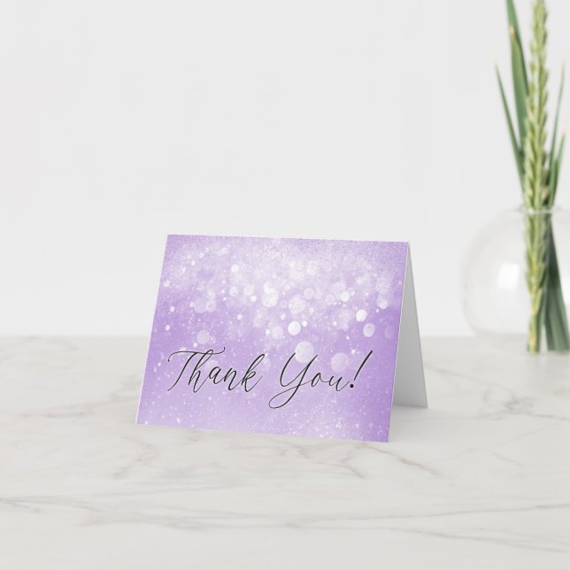 Lavender Purple Sparkle Thank You Card (Front)