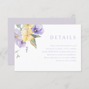 Lavender Purple & Sunshine Wedding Details Enclosure Card