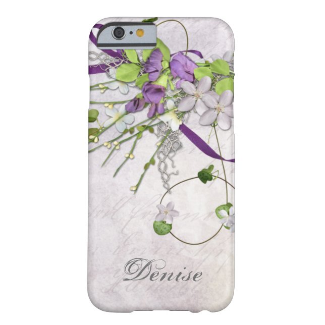 Lavender Purple Sweet Peas Greenery Swirls Case-Mate iPhone Case (Back)