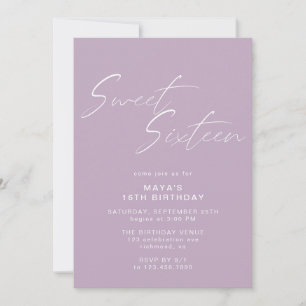 Lavender Purple Sweet Sixteen Lilac 16th Birthday Invitation