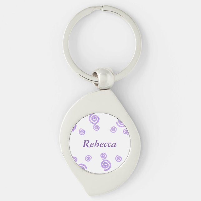 Lavender Purple Swirls Personalised Swirl Keychain (Front)