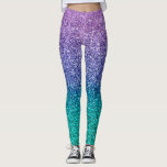 Lavender Purple & Teal Aqua Green Sparkly Glitter Leggings<br><div class="desc">Leggings.</div>