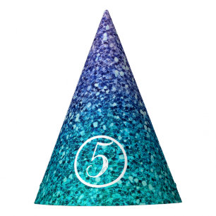 Lavender Purple & Teal Aqua Green Sparkly Party Hat