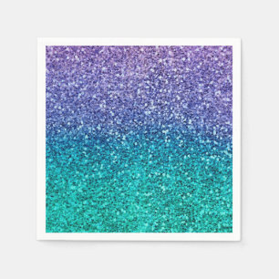Lavender Purple & Teal Aqua Green Sparkly Party Napkin