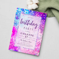 Lavender purple teal marble glitter Birthday Party