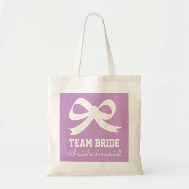 Lavender purple team bride bridesmaid bow knot tote bag (Front)