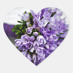 Lavender Purple Tulip Wedding Bouquet Heart Sticker