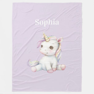 Lavender Purple Unicorn Personalised Fleece Blanket