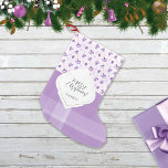 Lavender Purple Vintage Christmas Toys and Tartan  Small Christmas Stocking<br><div class="desc">Vintage Christmas pattern with wooden purple toys.
Customise it with your title and name.</div>